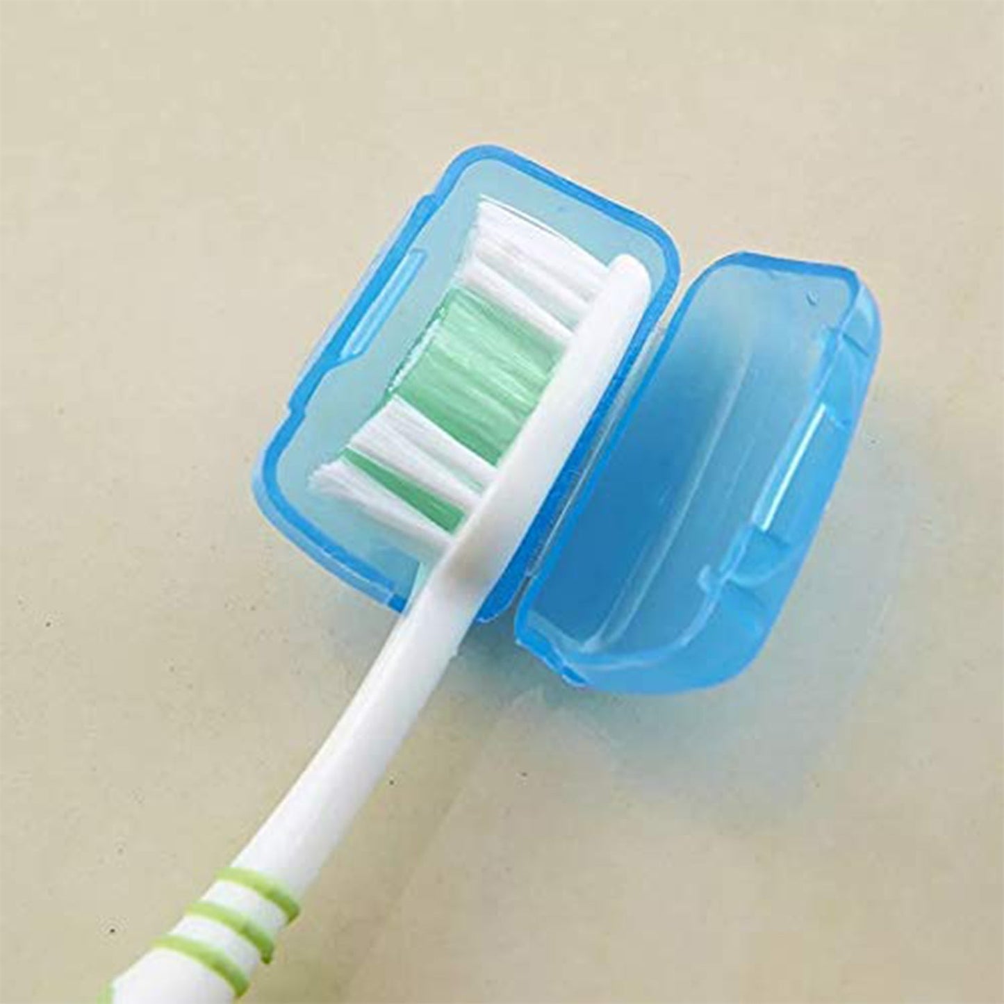 Set of five Wukusy toothbrush head cover caps, anti-dust travel brush protectors for hygienic storage and protection.