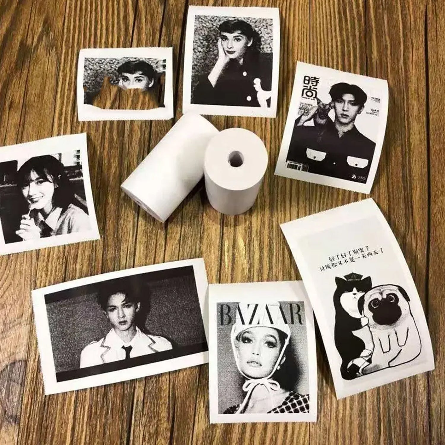Wukusy small thermal printer paper roll with aging-resistant, fast color rendering for portable travel printing.