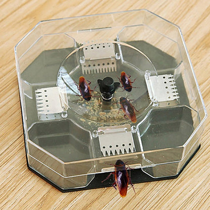 Wukusy 1471 cockroach trap box with bait and sticky surface for catching roaches and bugs in indoor spaces.