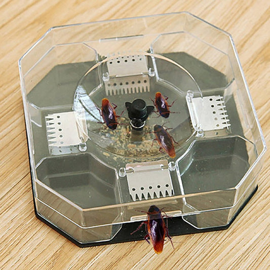 Wukusy 1471 cockroach trap box with bait and sticky surface for catching roaches and bugs in indoor spaces.