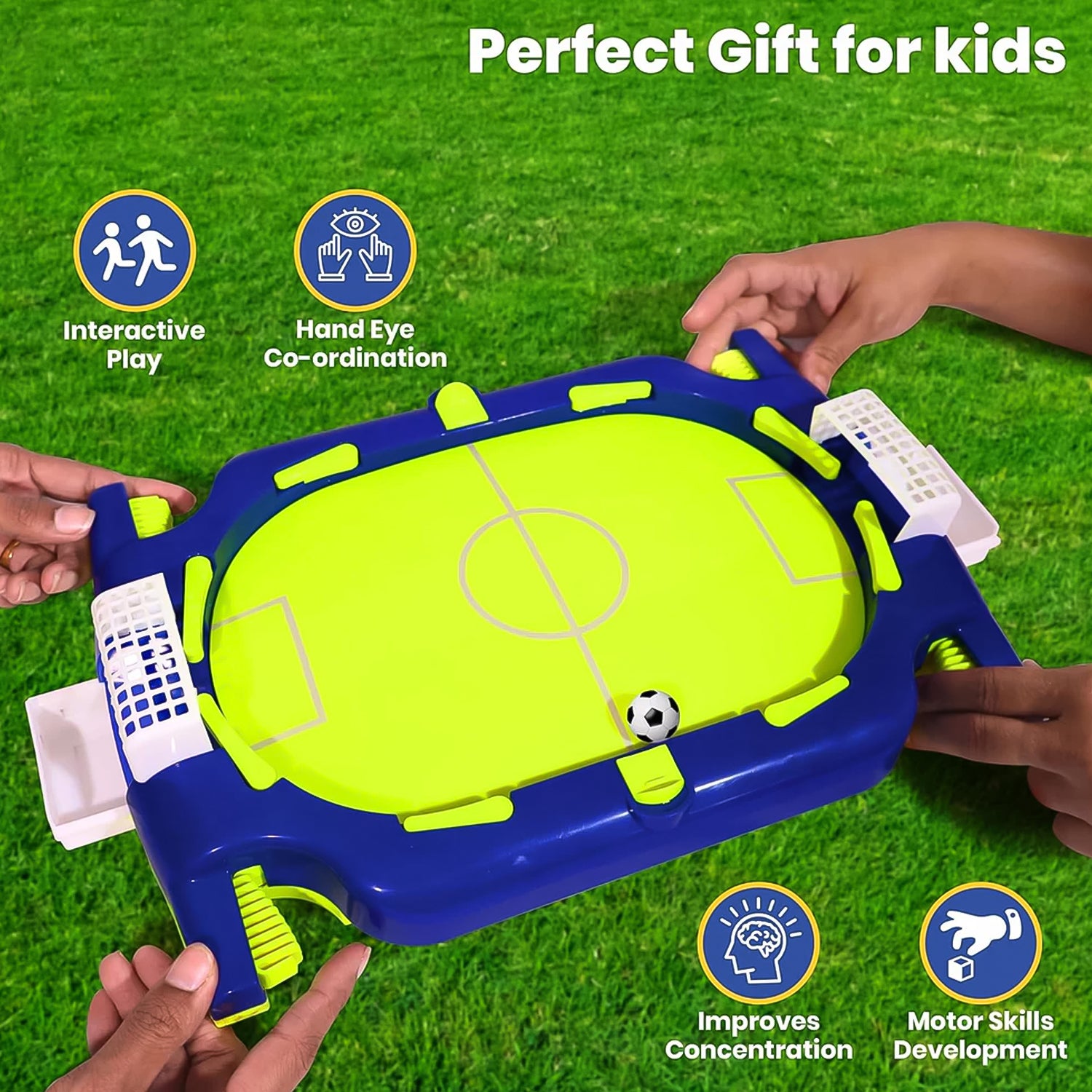 Wukusy Aditi Interactive Tabletop Football Flickers game set with colorful mini football figures on a game board.