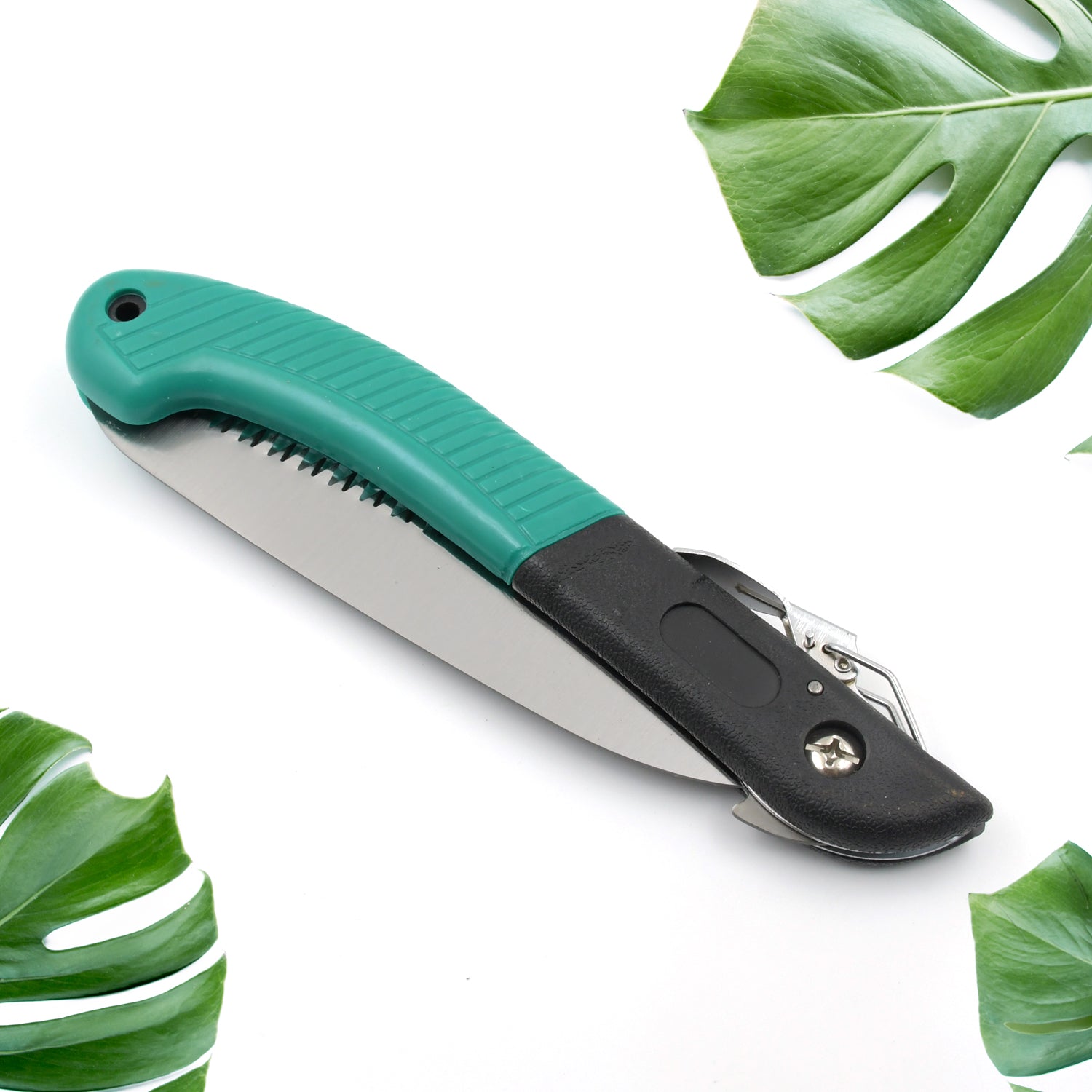 Wukusy 1793 folding handsaw for pruning, gardening, camping, and hunting, with a sharp blade for cutting wood and PVC.
