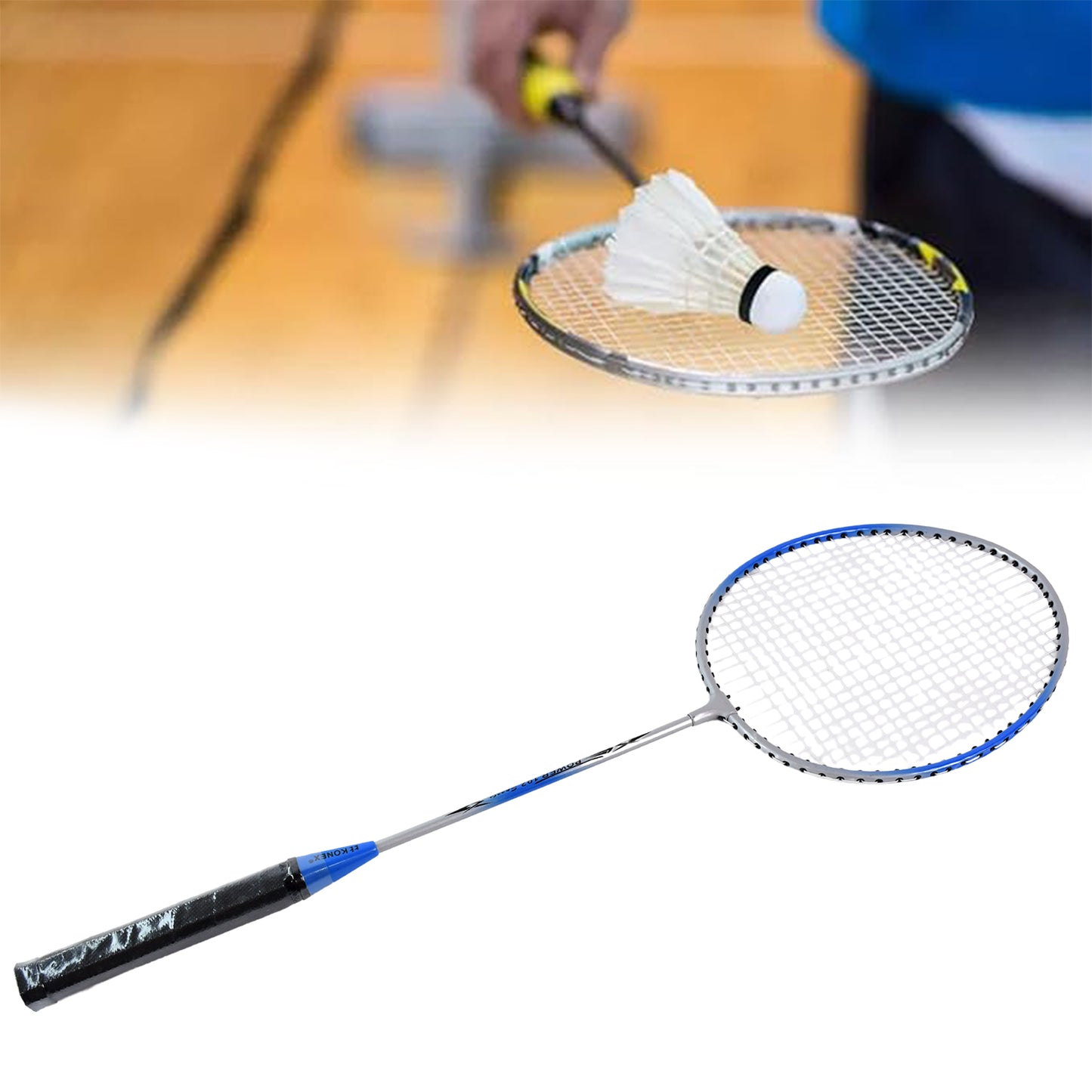 Set of Wukusy premium badminton rackets and shuttlecocks for recreational and competitive play.