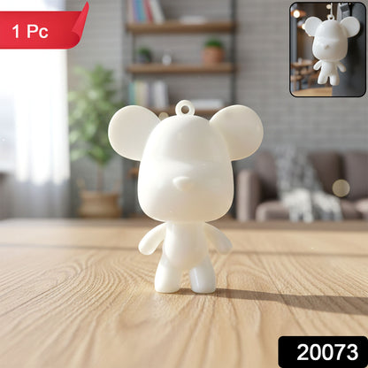 Wukusy cute bear figure keychain featuring a small, plush-style bear charm with a keyring attachment.