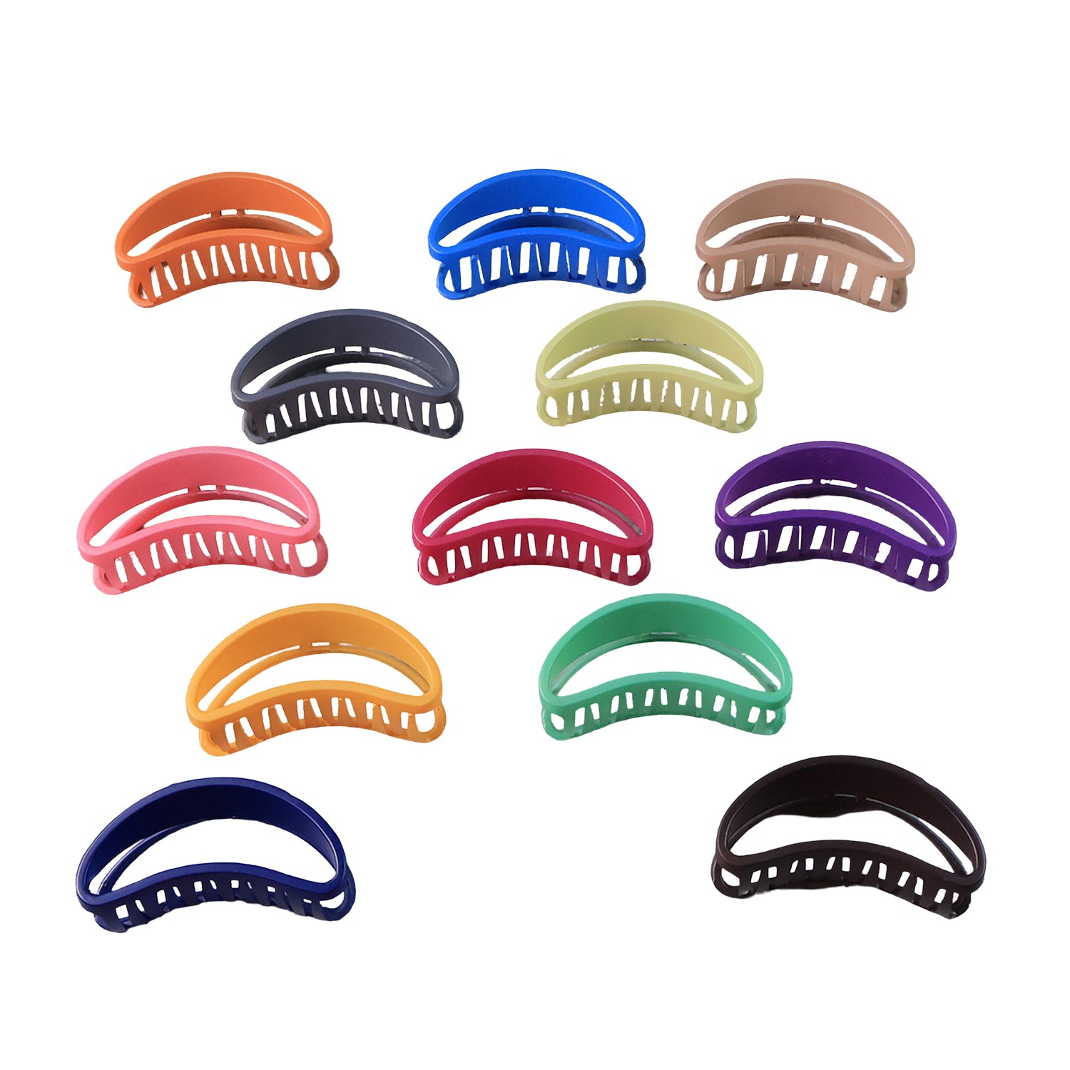 Set of 12 Wukusy plastic hair clamp grips with simple matte finish, versatile hair barrette clamps for styling and holding hair securely.