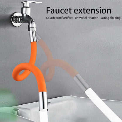 Wukusy flexible water tap extender with connector, 18cm adjustable foam extension tube for sink faucet, 360-degree free bending.