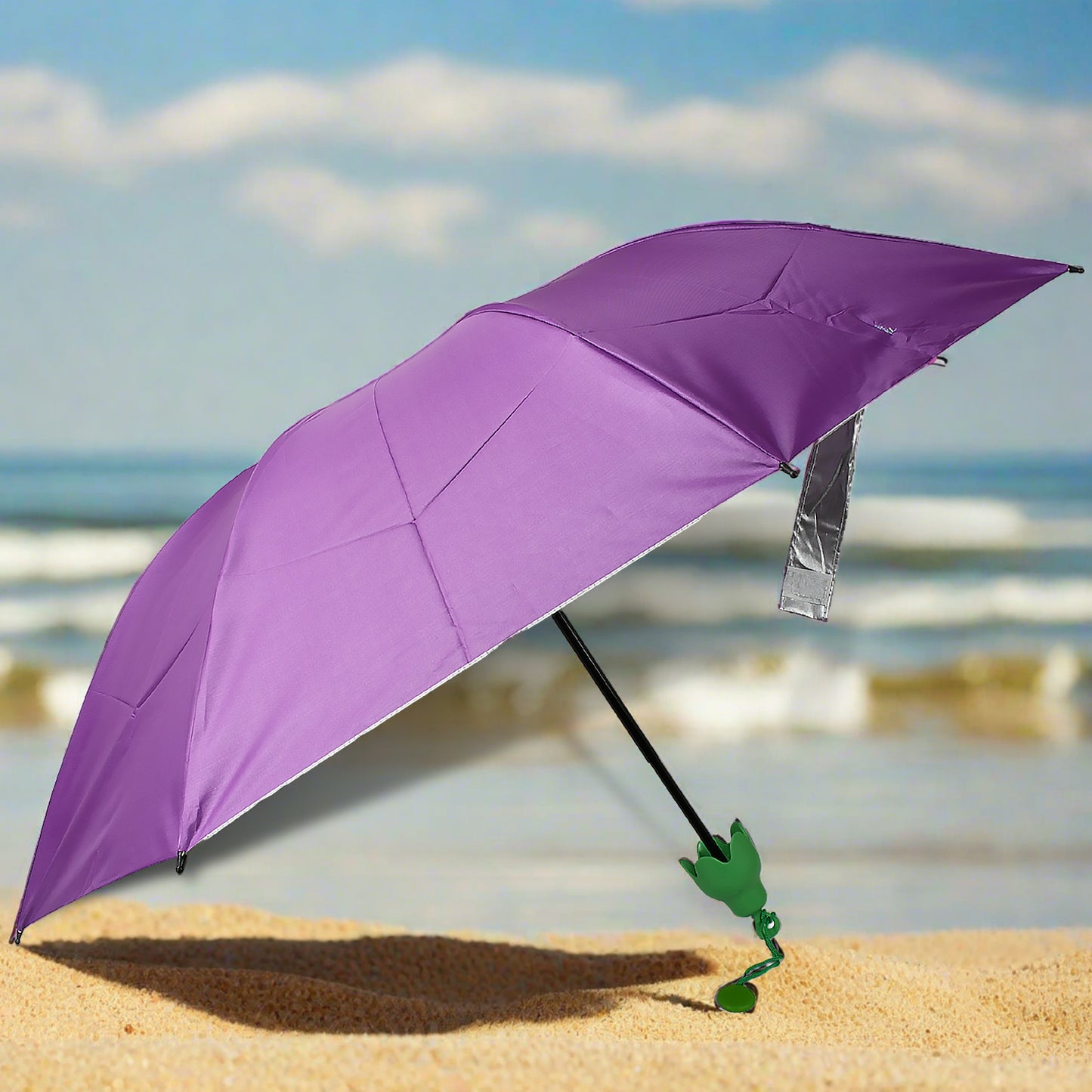 Wukusy vegetable-shaped folding umbrella with plastic case, compact sun and rain umbrella featuring a cute, creative design and UV protection.