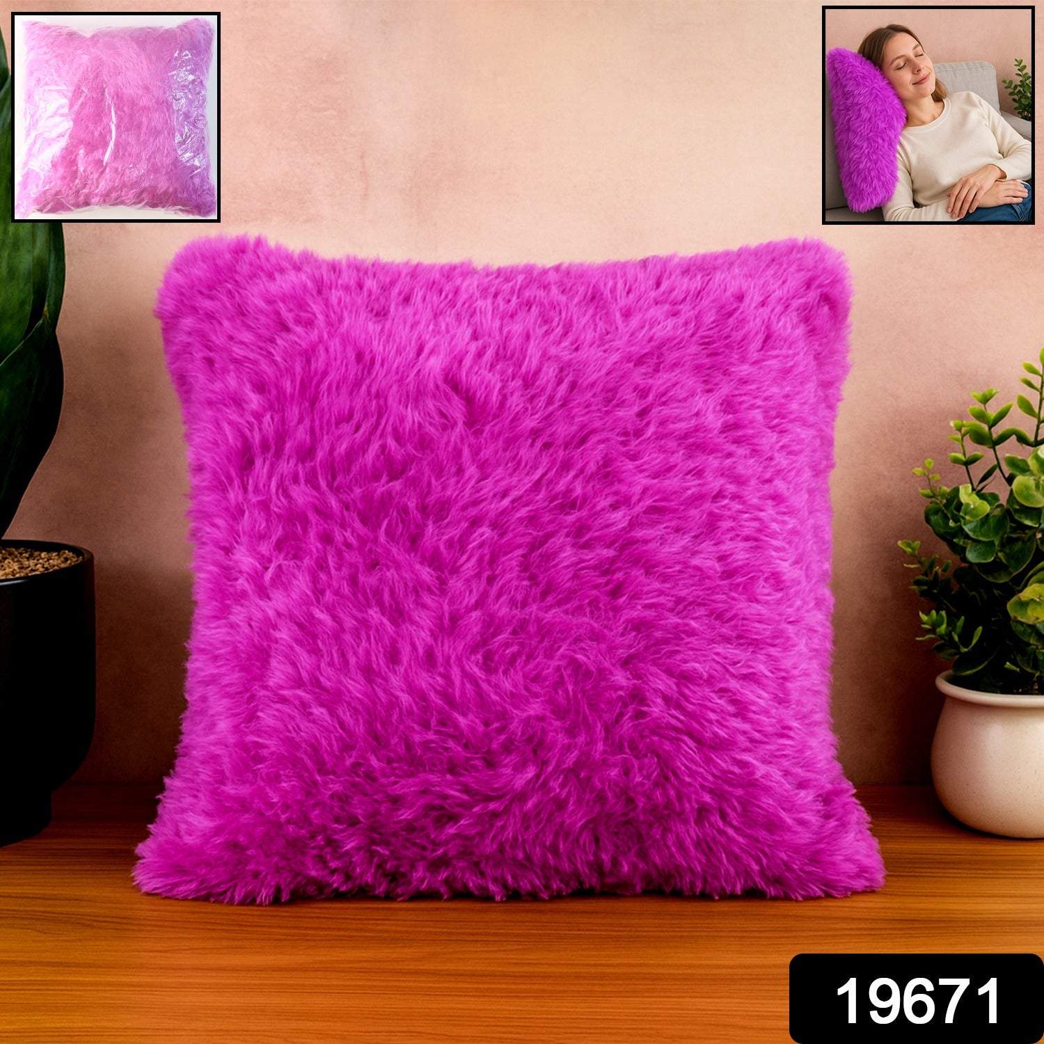 Super soft fluffy cushion pillow by Wukusy, featuring plush fabric and cozy design for home comfort.