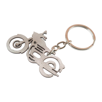 Wukusy motorcycle silhouette metal keychain hanging on a keyring, showcasing detailed bike design for home improvement accessory.