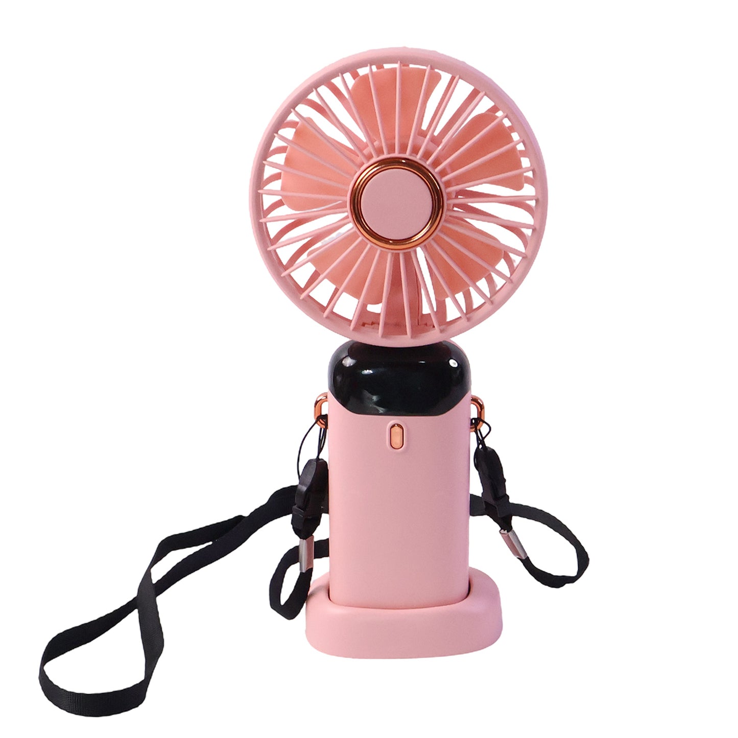 Wukusy rechargeable portable handheld fan held in hand, compact and lightweight for personal cooling.