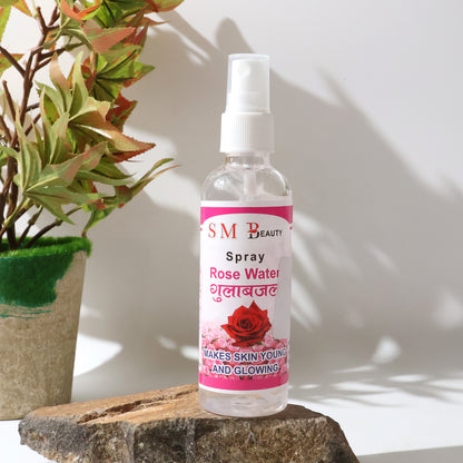 Wukusy Rose Water Spray for face, 100ml bottle, hydrating skin and refreshing facial mist in health and beauty product.