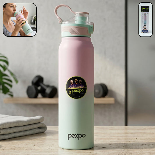 Wukusy Pexpo Amaze 1000ml stainless steel insulated water bottle with hot and cold retention, featuring a sleek design and secure cap.