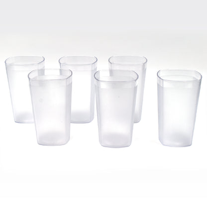Set of six 350ml Ganesh Decent Glasses by Wukusy, clear glass with Ganesh design, perfect for traditional or contemporary drinkware.