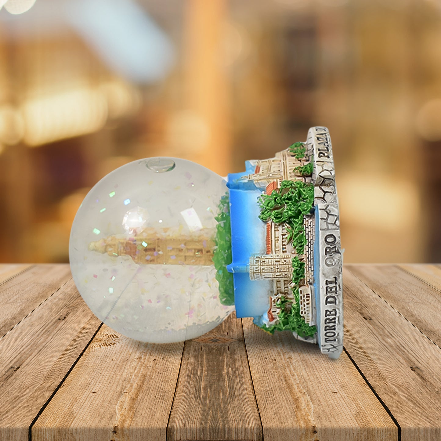 Wukusy snow globe souvenir desk decoration with winter scene, perfect for office or table decor, featuring a glass globe and festive design.