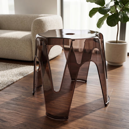 Durable plastic sitting stool by Wukusy, suitable for home, bathroom, and outdoor use, shown in a neutral setting.