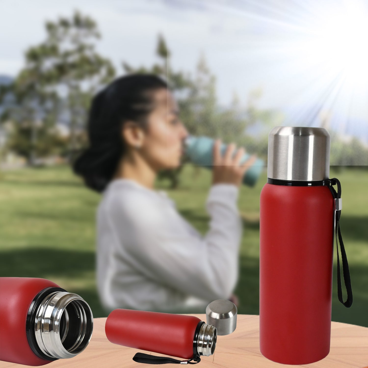 Wukusy stainless steel water bottle in 600ml size with leak-proof design, suitable for gym, travel, home, and outdoor activities