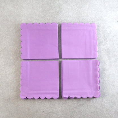 Lilac scalloped disposable paper napkins from Wukusy, 23x23 cm, 120-pack, ideal for home and kitchen use