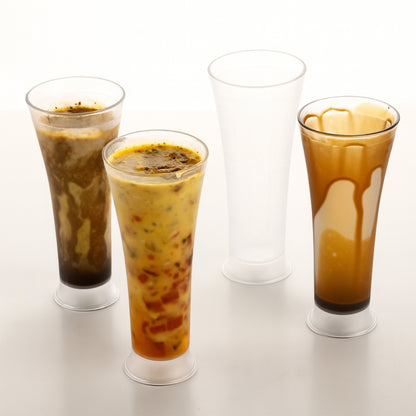 Set of six Wukusy Supermom Plastic Faluda Matt Glasses, 300ml capacity, showcasing their sturdy design and matte finish.