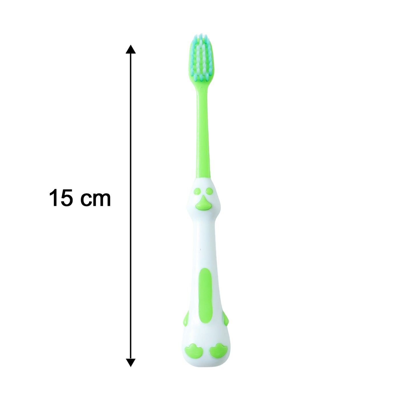 Kids cartoon spring frog toy with toothbrush set, colorful and playful 2-piece Wukusy kids' dental hygiene toy.