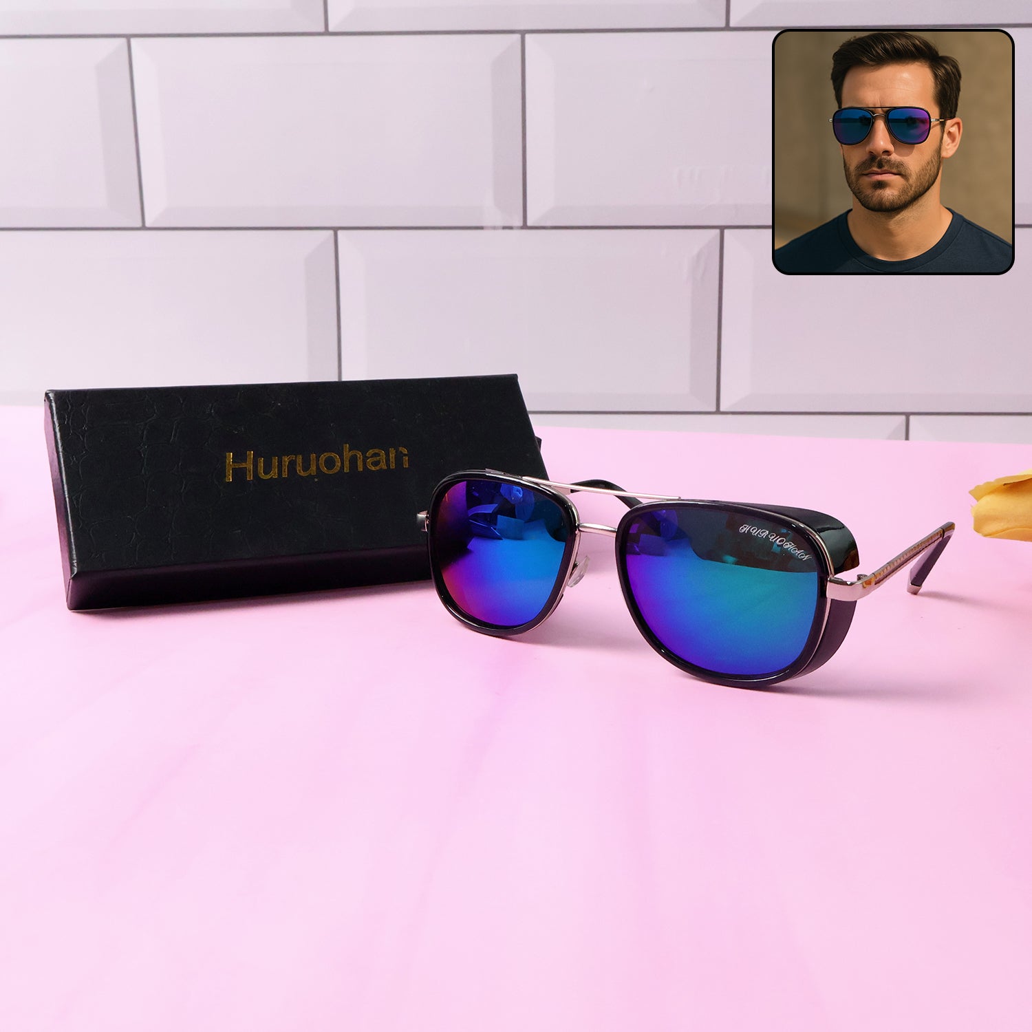 Wukusy polarized aviator sunglasses with metal frames and dark tinted lenses, stylish and protective for outdoor wear.