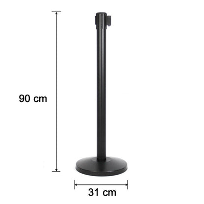 Heavy duty retractable belt crowd control pole with sturdy base by Wukusy, ideal for managing queues and events.