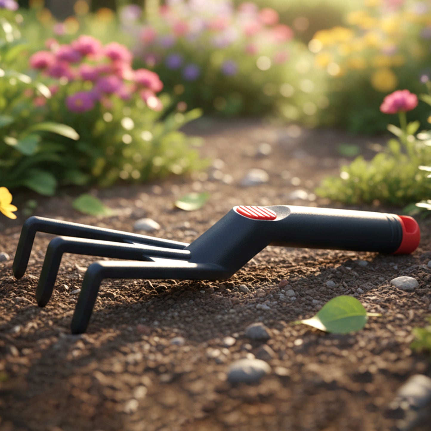 Wukusy hand garden cultivator rake, 27 cm plastic gardening tool for loosening soil and aerating gardens.