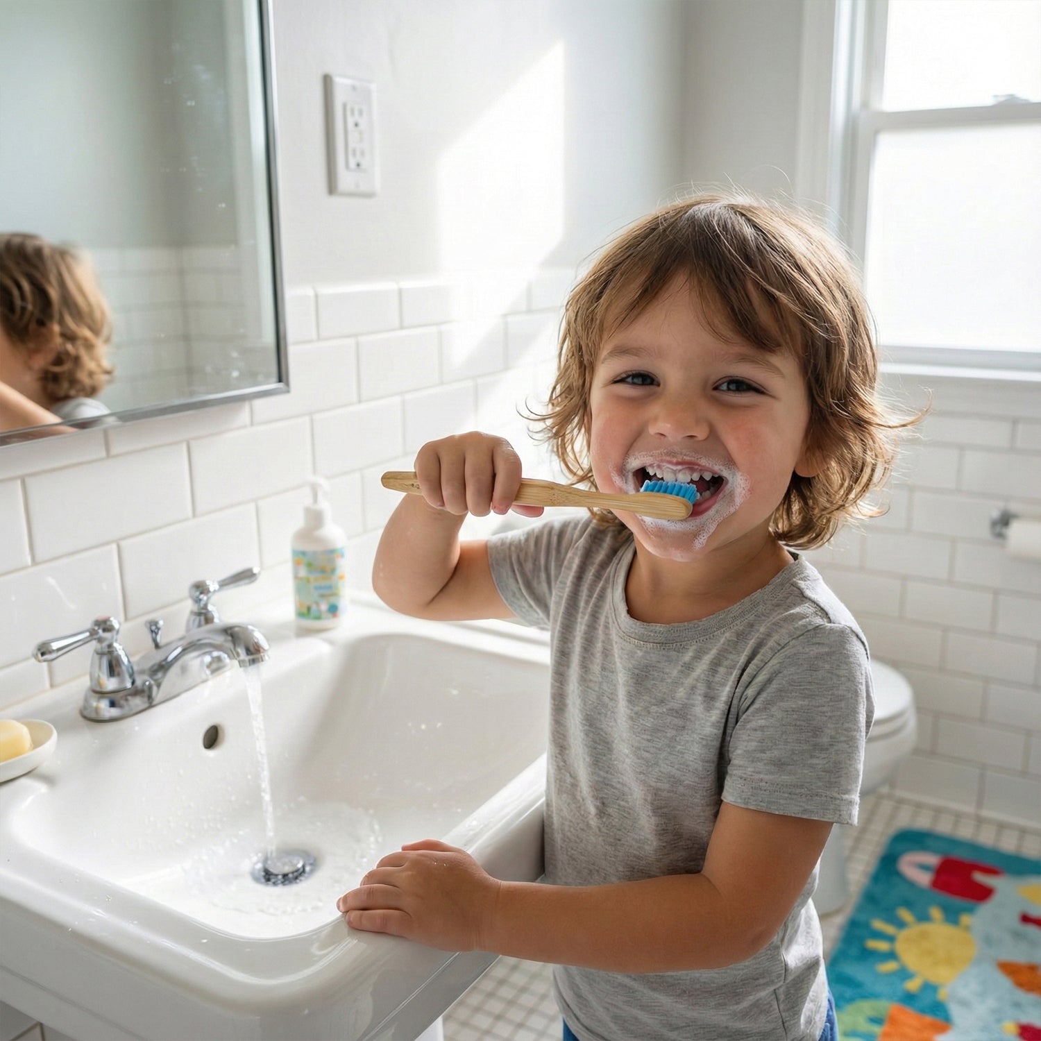 Set of 24 eco-friendly bamboo toothbrushes from Wukusy in twin packs, showcasing natural bamboo handles and soft bristles.