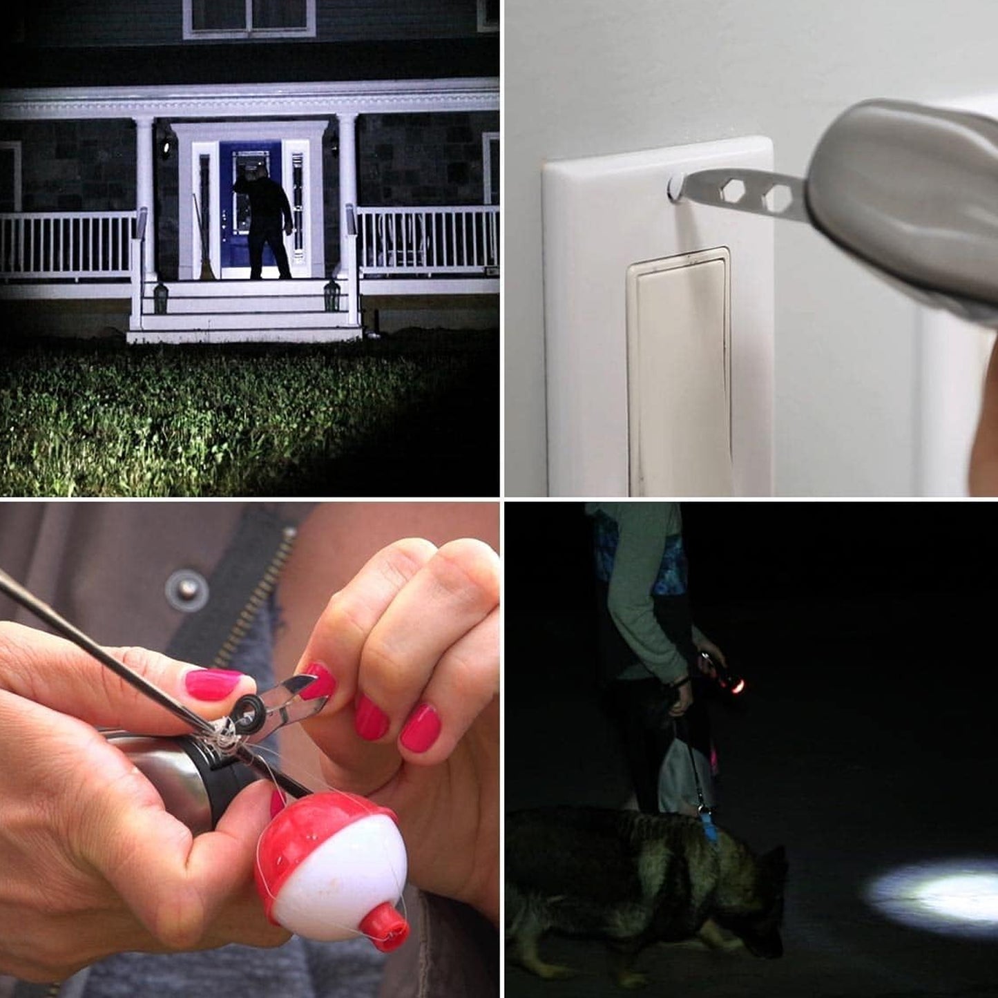 Wukusy battery-operated multi-tool LED flashlight with integrated work light, compact design, ideal for home improvement tasks.