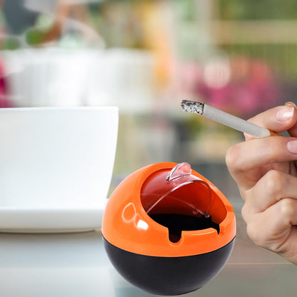 Wukusy plastic ball ashtray with lid, windproof design for indoor, outdoor, patio, or car use, portable home improvement accessory