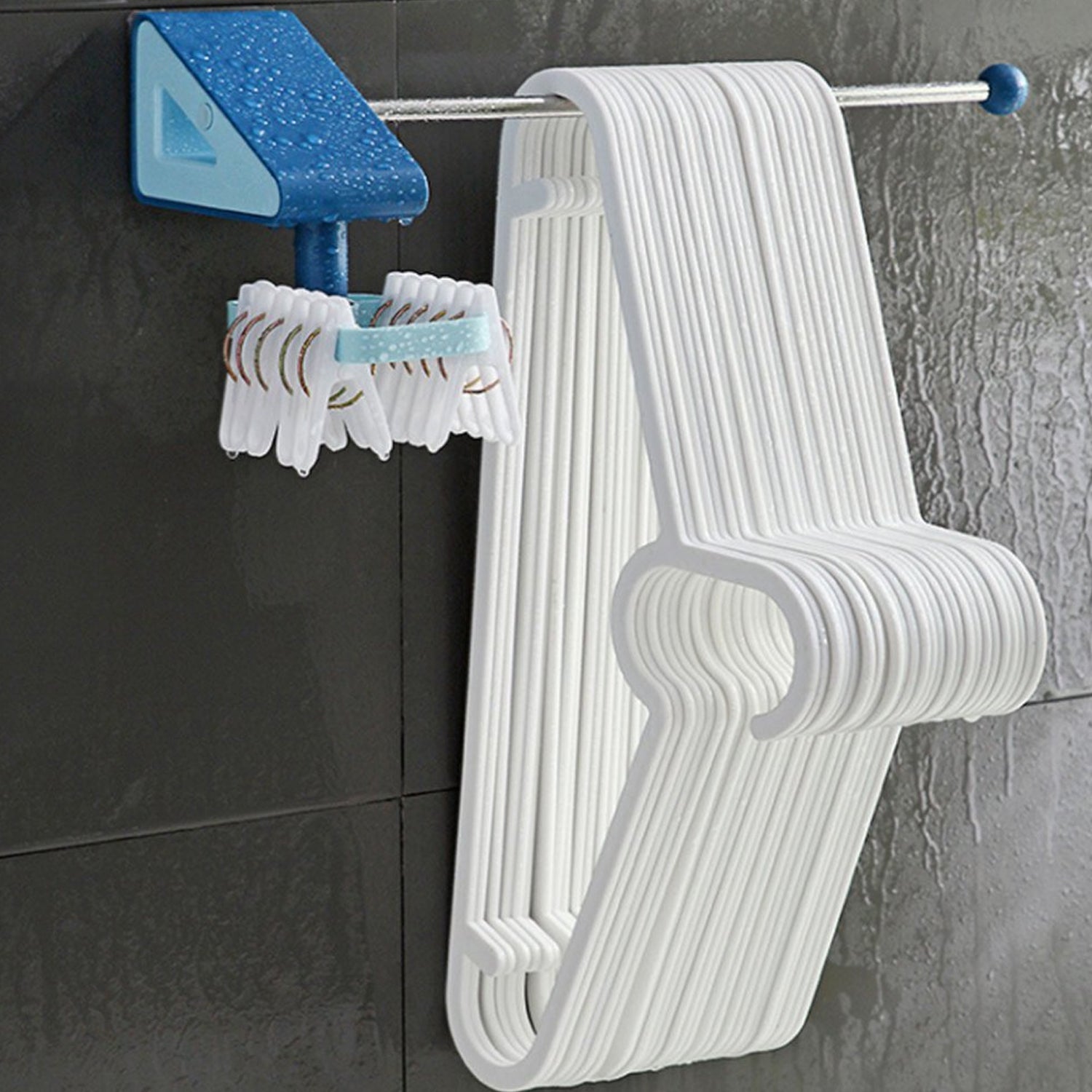 Wukusy 1699 kitchen utensil holder hooks with self-adhesive design, mounted on a kitchen wall for hanging utensils and tools