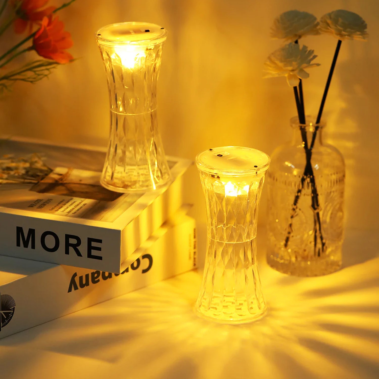 Wukusy 8440 Crystal Lamp night light with transparent crystal design, soft eye-protecting lighting for nursery, bedroom, or office.