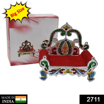 Wukusy 2711 Big Singhasan Bal Gopal for placing deity sculptures in homes and temples, ornate wooden throne with detailed carvings.