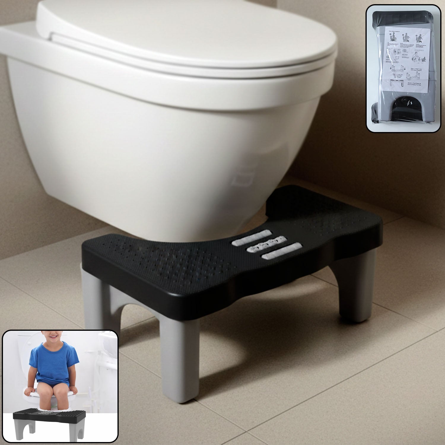 Portable Wukusy potty stool for children, compact and sturdy, designed to assist with toilet training and ease of use.