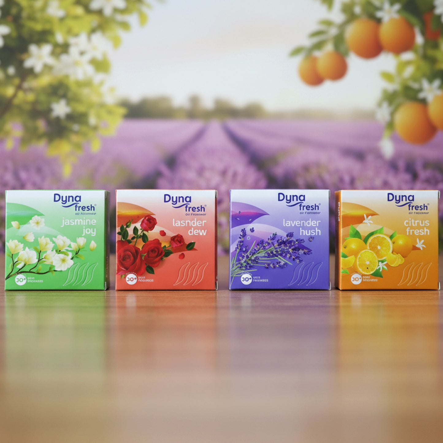 Wukusy Mix Fragrance Air Freshener Combo with four packets of 200g and 50g, featuring colorful packaging and fresh scent displays.