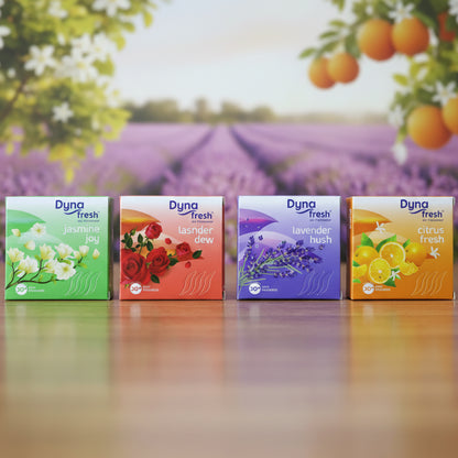 Wukusy Mix Fragrance Air Freshener Combo with four packets of 200g and 50g, featuring colorful packaging and fresh scent displays.