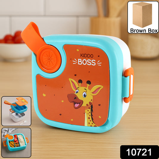 Kids cartoon lunch box by Wukusy, colorful plastic container with playful cartoon characters, perfect for school lunches.