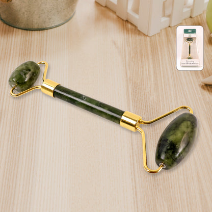 Wukusy dual-headed jade facial massage roller with two jade rollers for skincare and facial massage, natural stone finish.