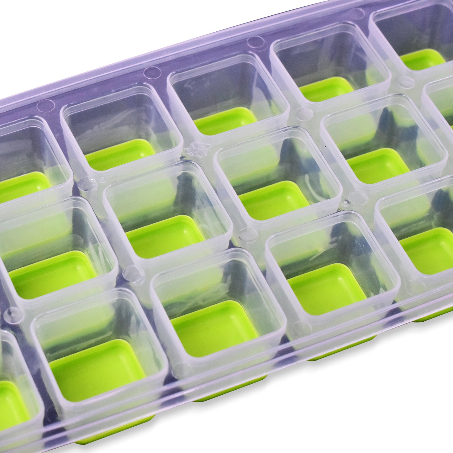 Wukusy 18-cavity silicone ice cube tray with easy release bottom, stackable, BPA-free, food-grade for freezer use