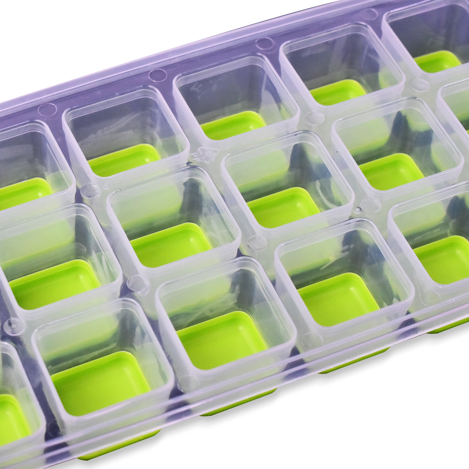 Wukusy 18-cavity silicone ice cube tray with easy release bottom, stackable, BPA-free, food-grade for freezer use