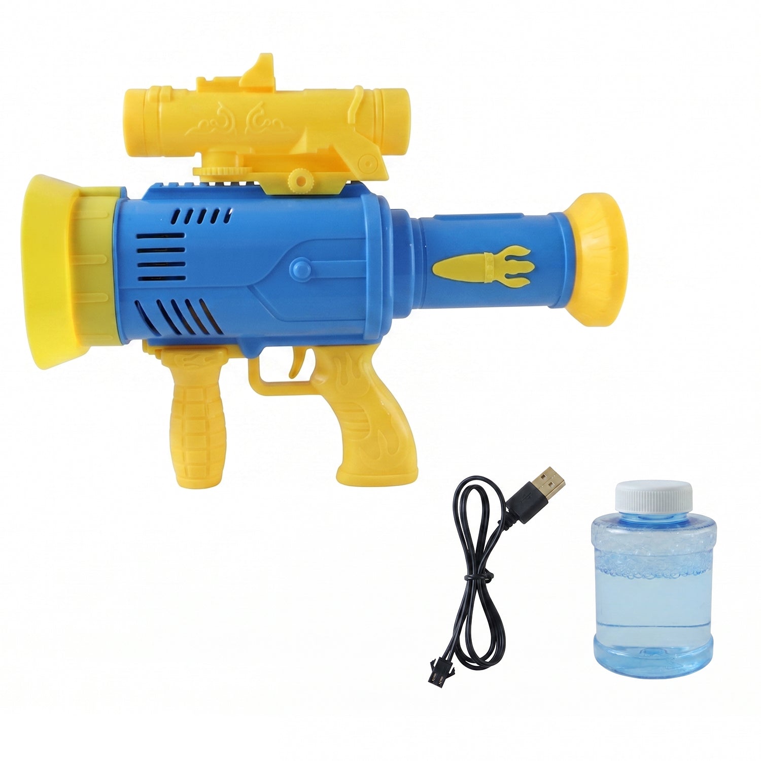 Wukusy automatic rechargeable bubble gun toy for kids with lights, colorful bubble maker, handheld and fun for outdoor play