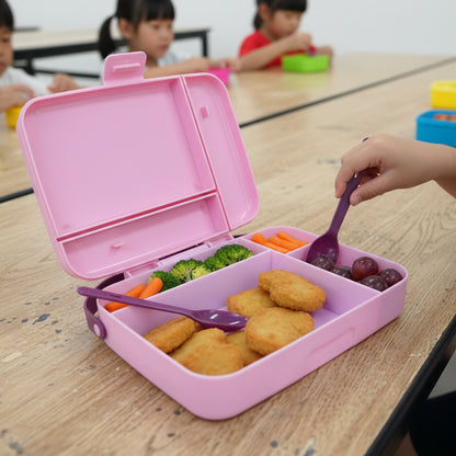 Wukusy leak-proof lunch box with three compartments and spoon set, ideal for meal prep and on-the-go dining