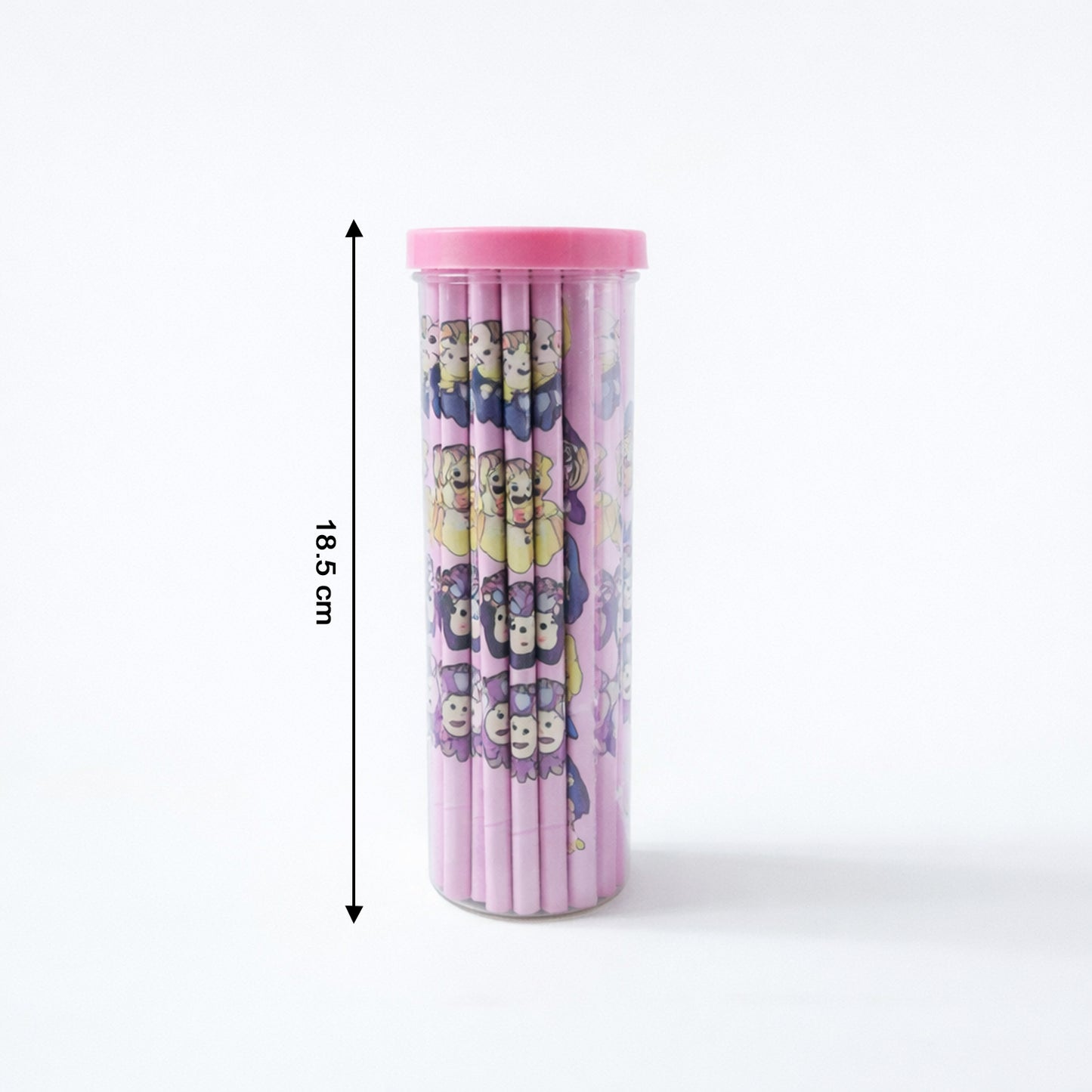 Wooden pencil set featuring colorful cartoon prints, includes 50 pencils from Wukusy, ideal for students and artists.