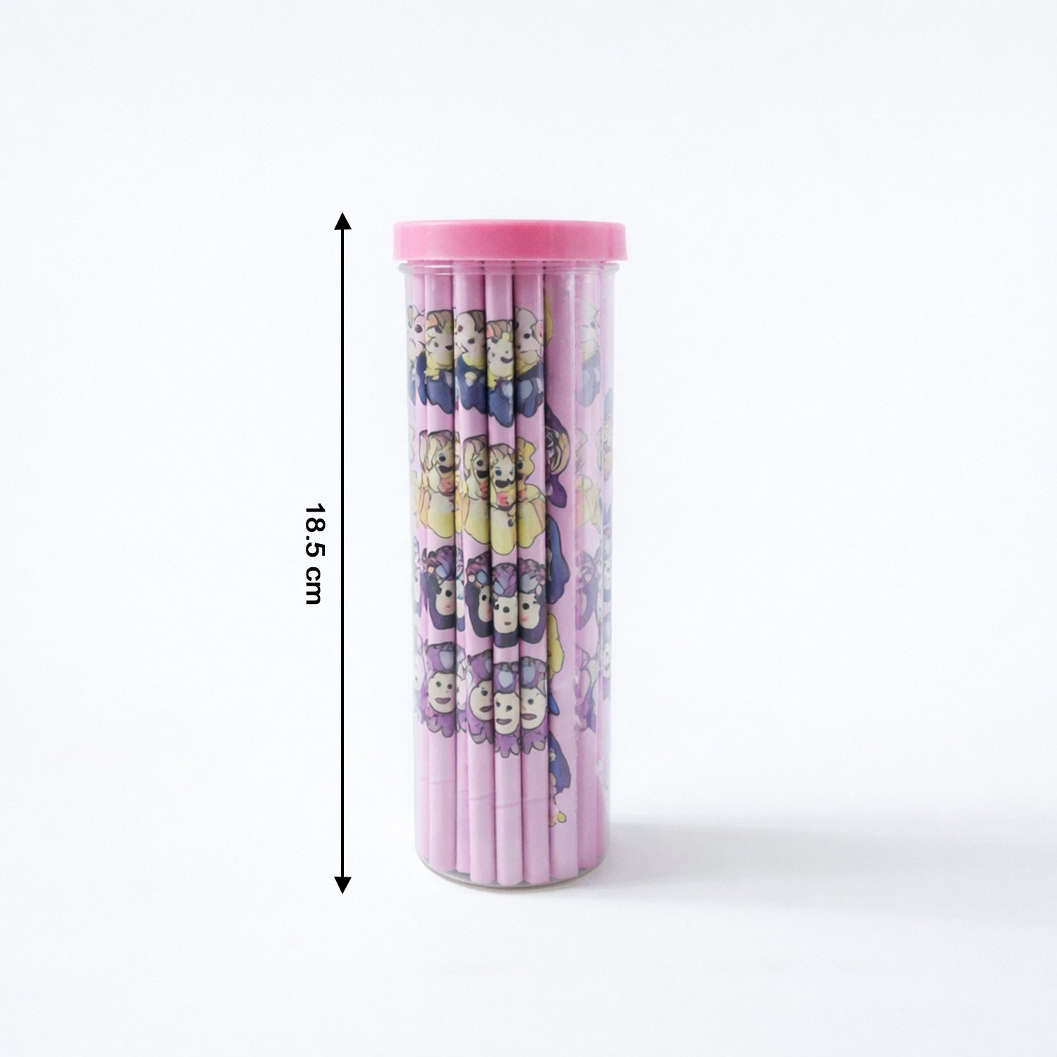 Wooden pencil set featuring colorful cartoon prints, includes 50 pencils from Wukusy, ideal for students and artists.