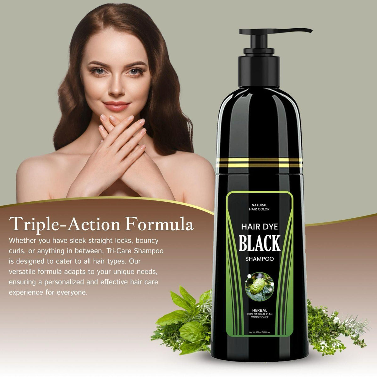 Drpshippr Radiant Locks Natural Hair Color Shampoo 300ml bottle with sleek packaging and vibrant label for healthy hair.