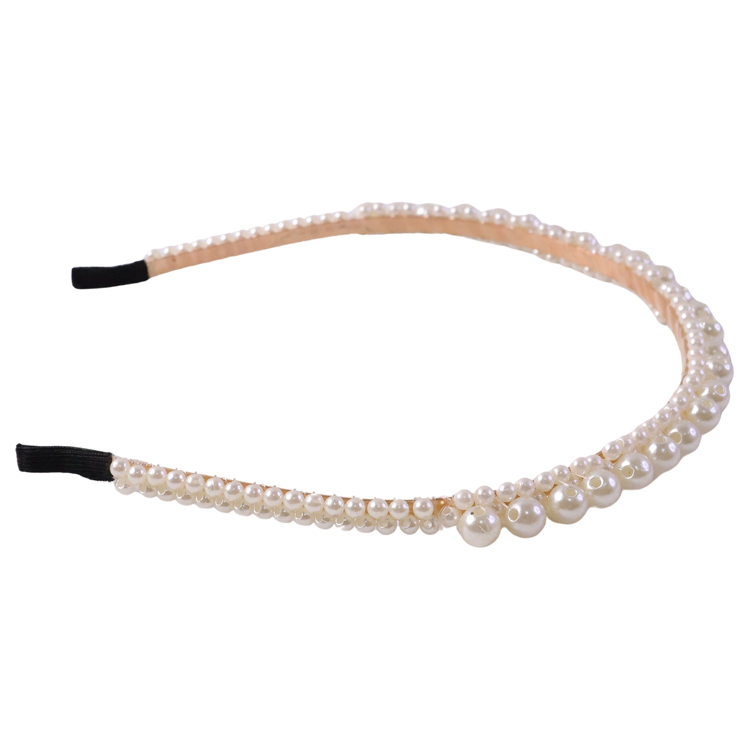 Wukusy elegant pearl-studded hairband for women, daily wear headband with pearl embellishments, stylish hair accessory.