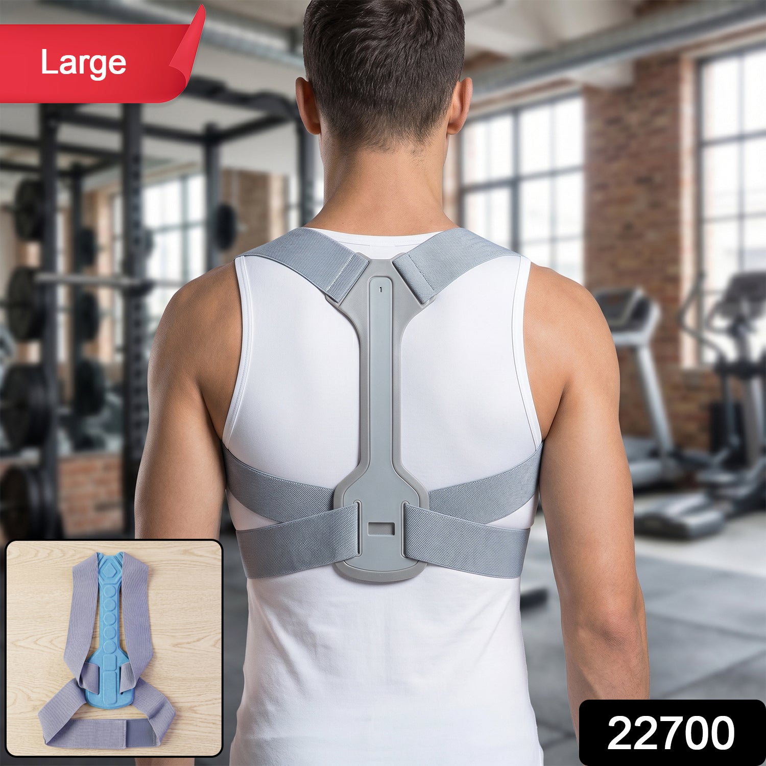 Wukusy adjustable back posture corrector support belt, large size, worn around shoulders for improved posture and back support