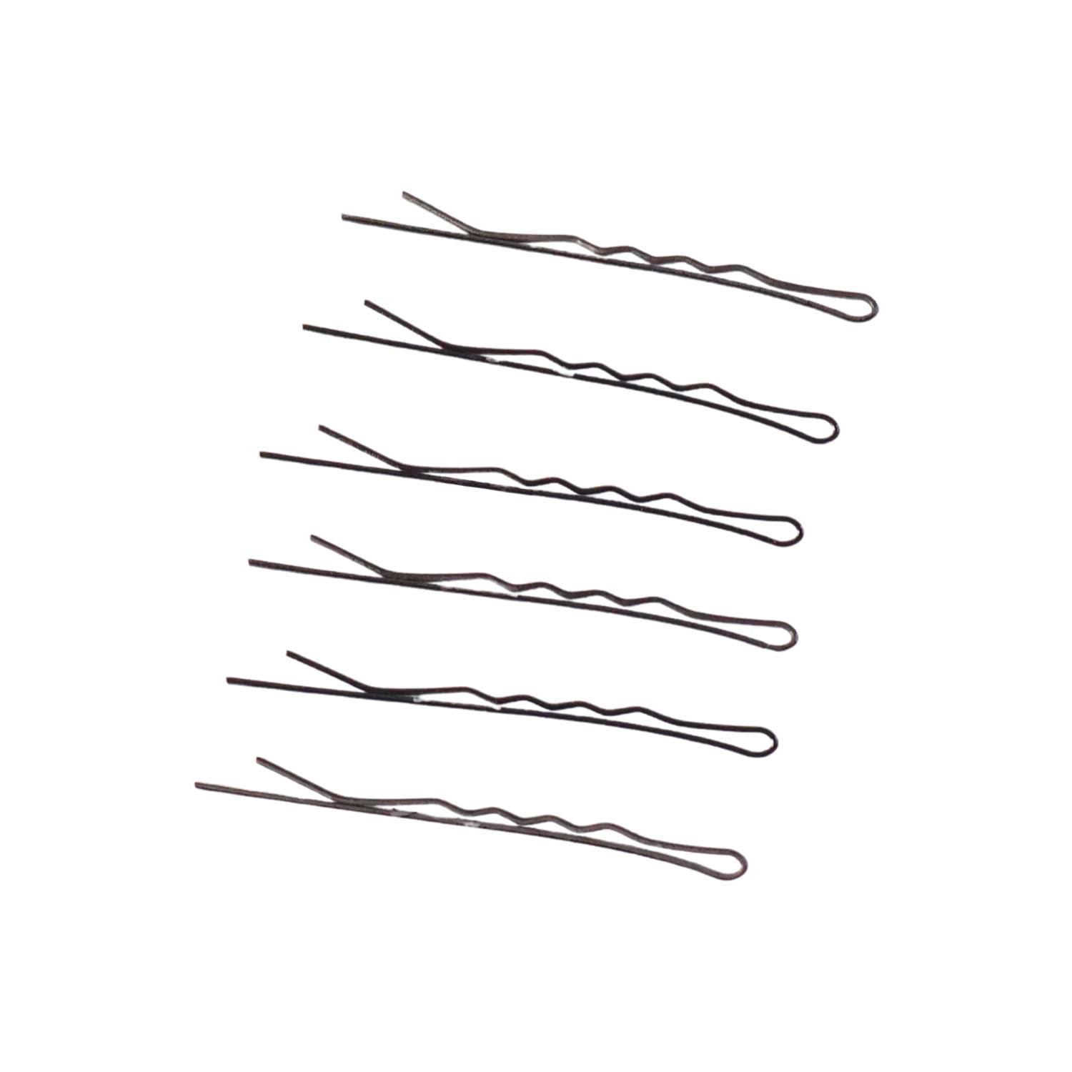 Set of 24 black Wukusy hair bobby pins arranged on a white background for securing and styling hair.