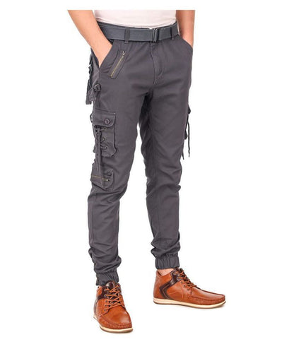 Redvin Grey Regular-Fit Cargo Pants by Drpshippr, showing front view with multiple pockets and relaxed fit, casual style.