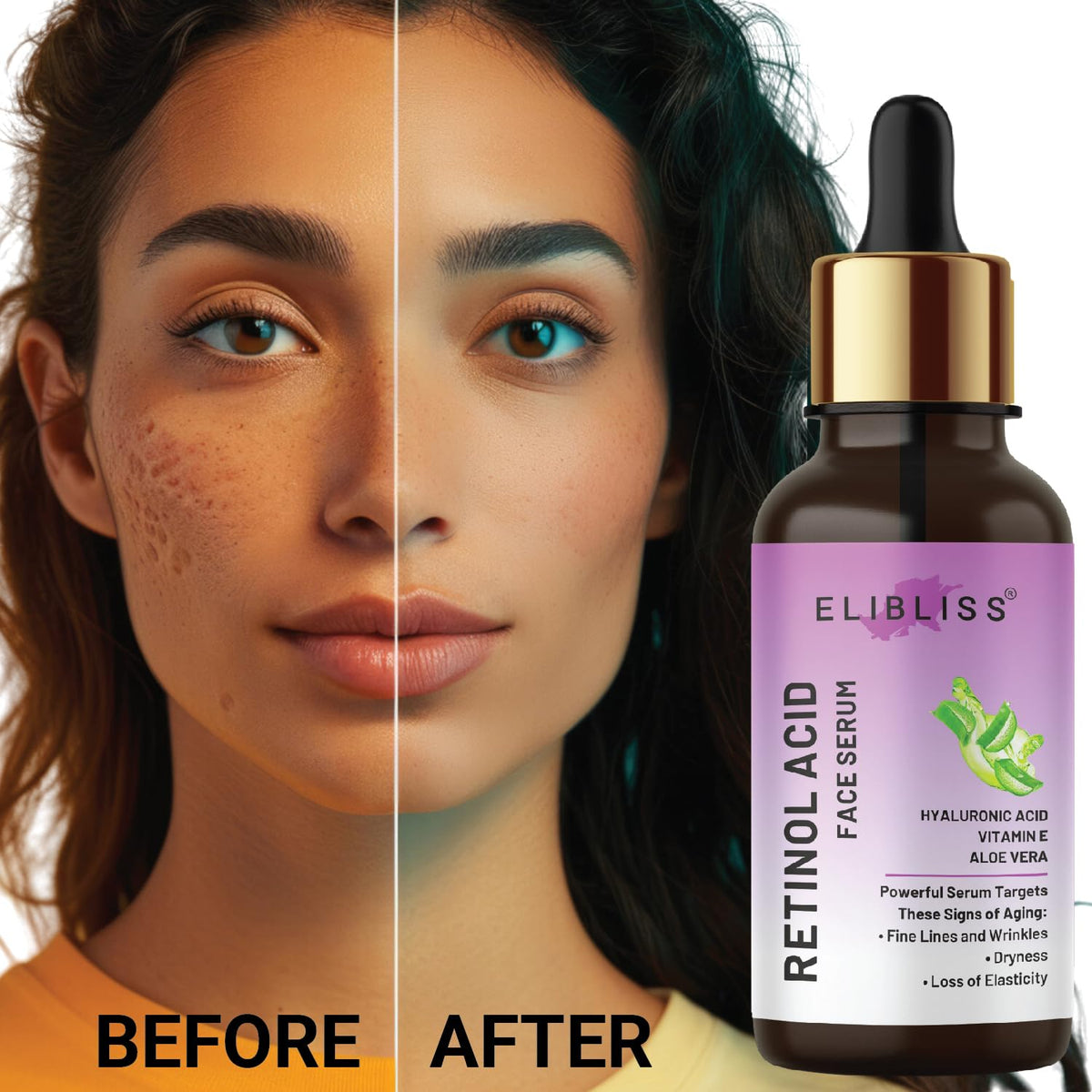 Drpshippr Retinol Face Serum and Anti-Aging Cream reducing fine lines and wrinkles, for younger-looking skin, pack of 2
