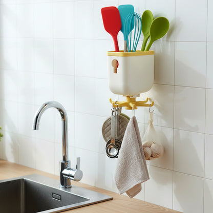 Heavy-duty Wukusy 360° rotating wall hook with sticky adhesive for secure storage and versatile hanging options.